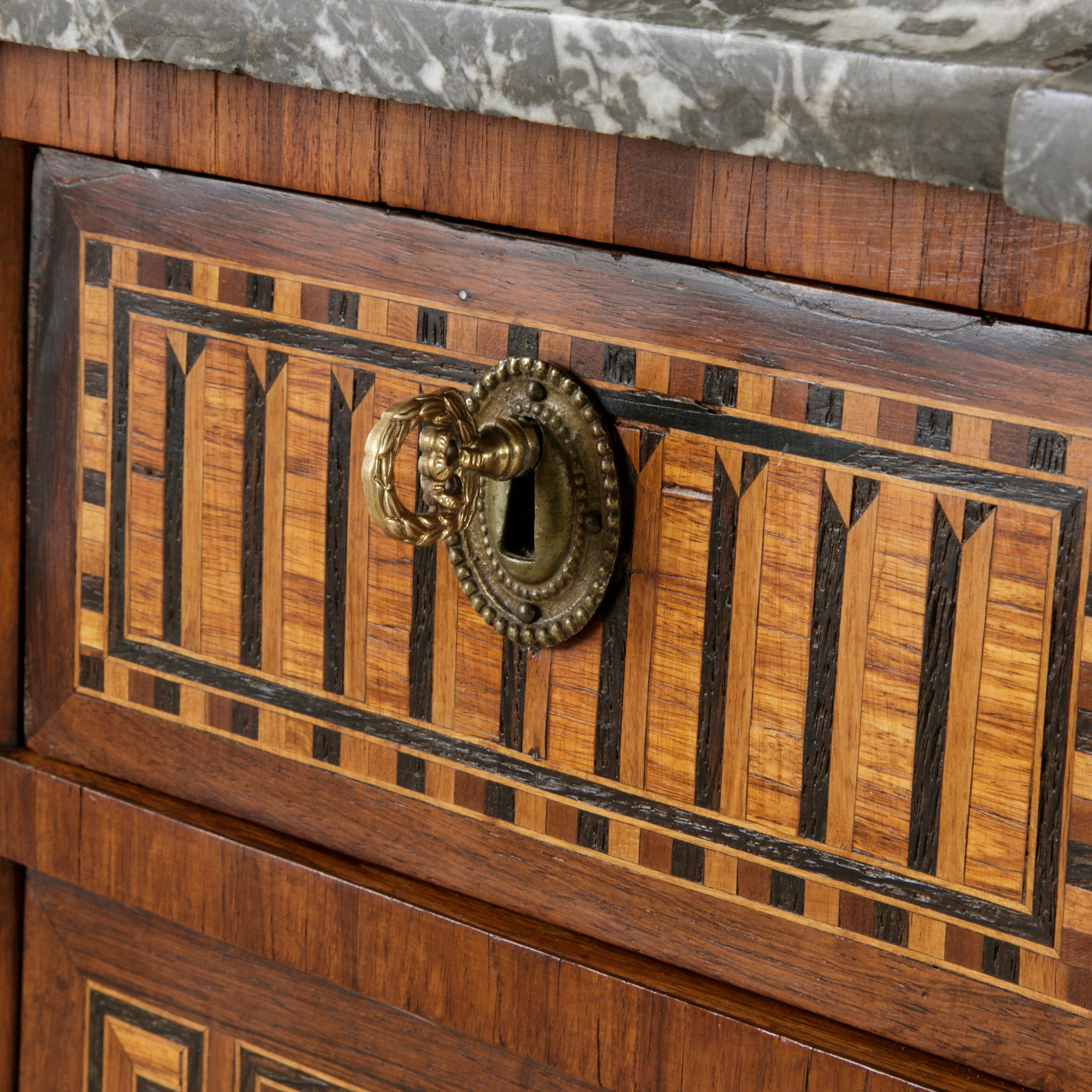 Late 18th Century French Louis XVI Period Marquetry Commode, Chest with Marble 2