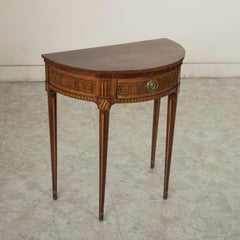 Late 18th Century French Louis XVI Period Marquetry Demilune Console Table