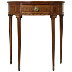 Late 18th Century French Louis XVI Period Marquetry Demilune Console Table