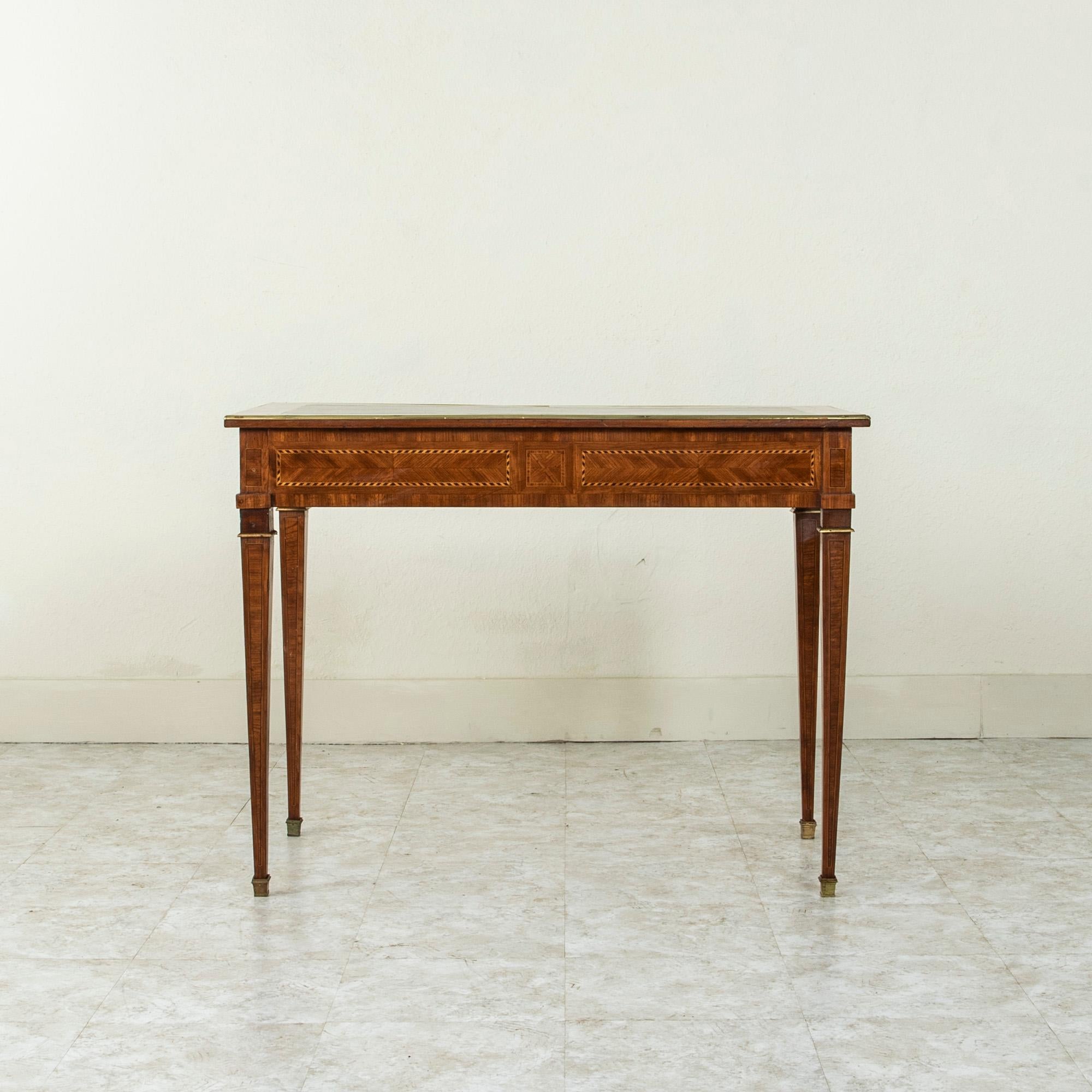 Pearwood Late 18th Century French Louis XVI Period Marquetry Desk with Leather Top