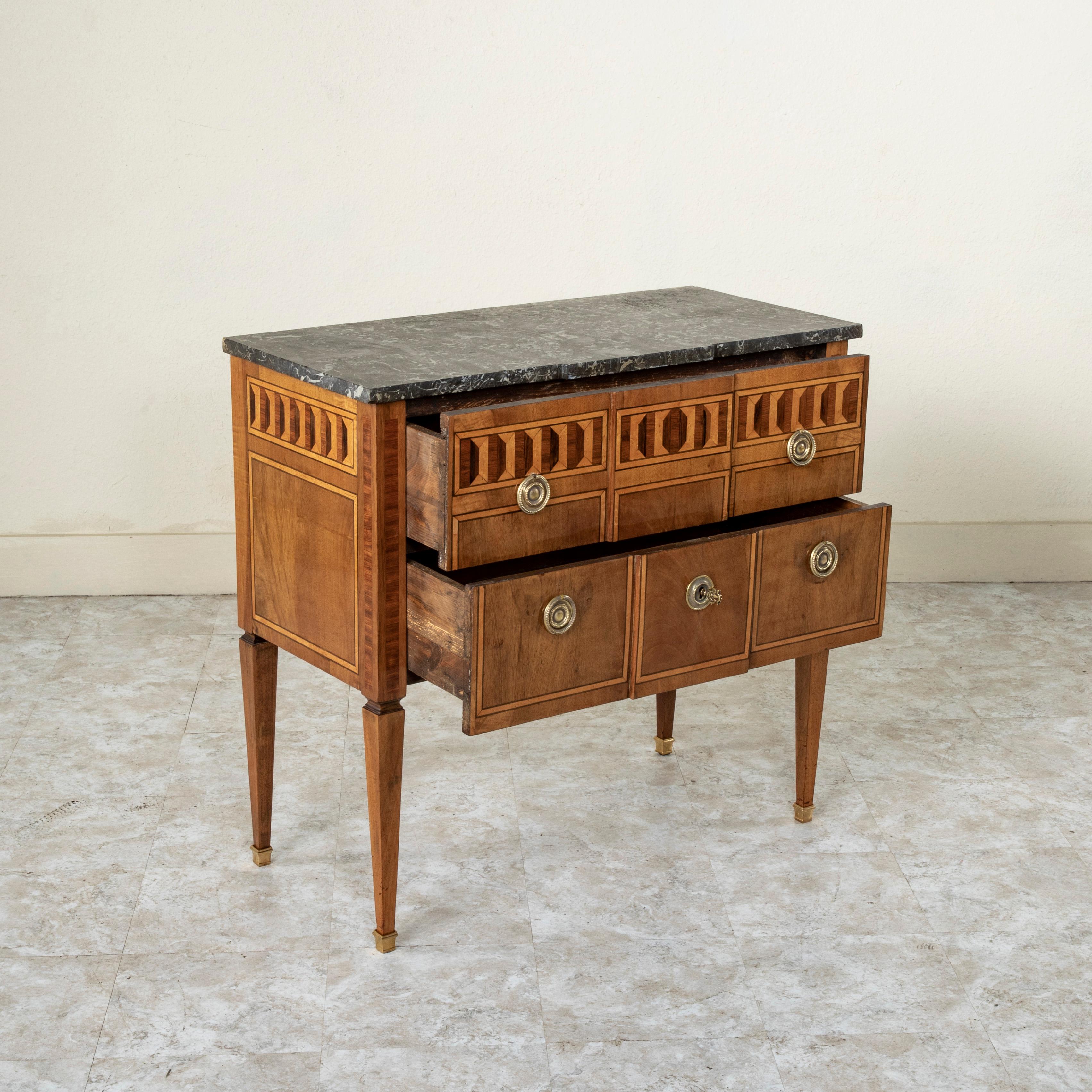 Late 18th Century French Louis XVI Period Marquetry Rosewood Commode, Chest For Sale 3