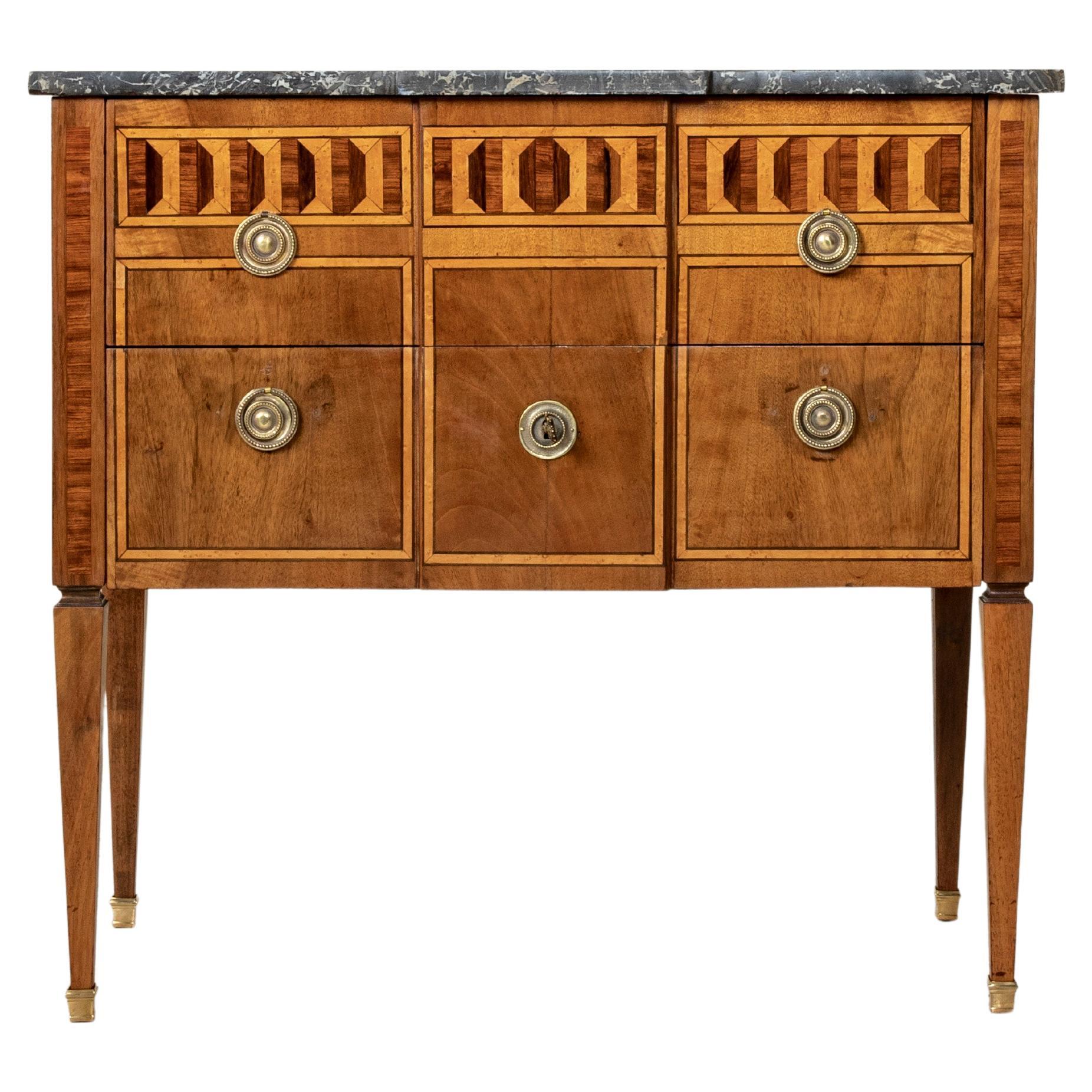 Late 18th Century French Louis XVI Period Marquetry Rosewood Commode, Chest For Sale