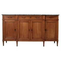 Late 18th Century French Louis XVI Period Walnut and Marble Enfilade Sideboard