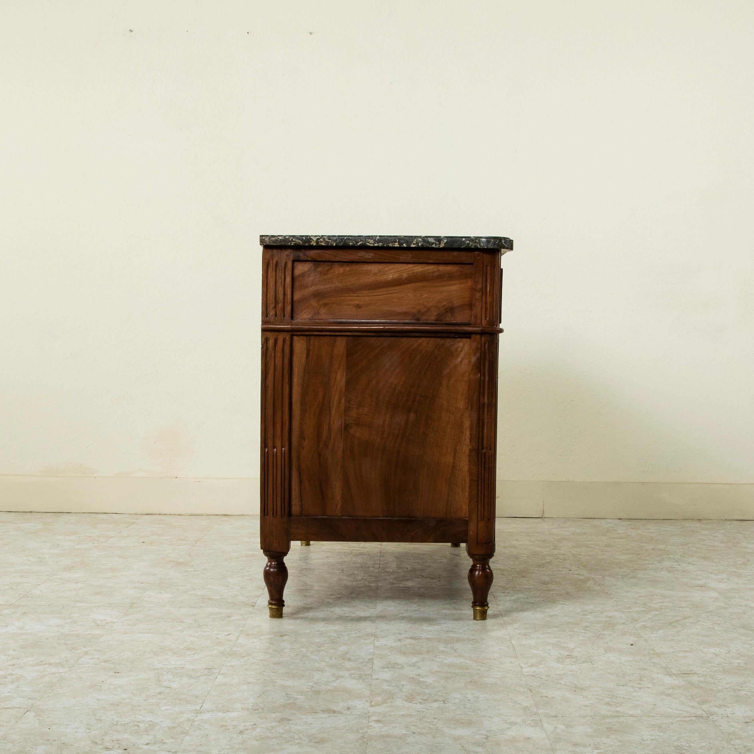 Late 18th Century French Louis XVI Period Walnut Commode, Chest with Marble Top 2