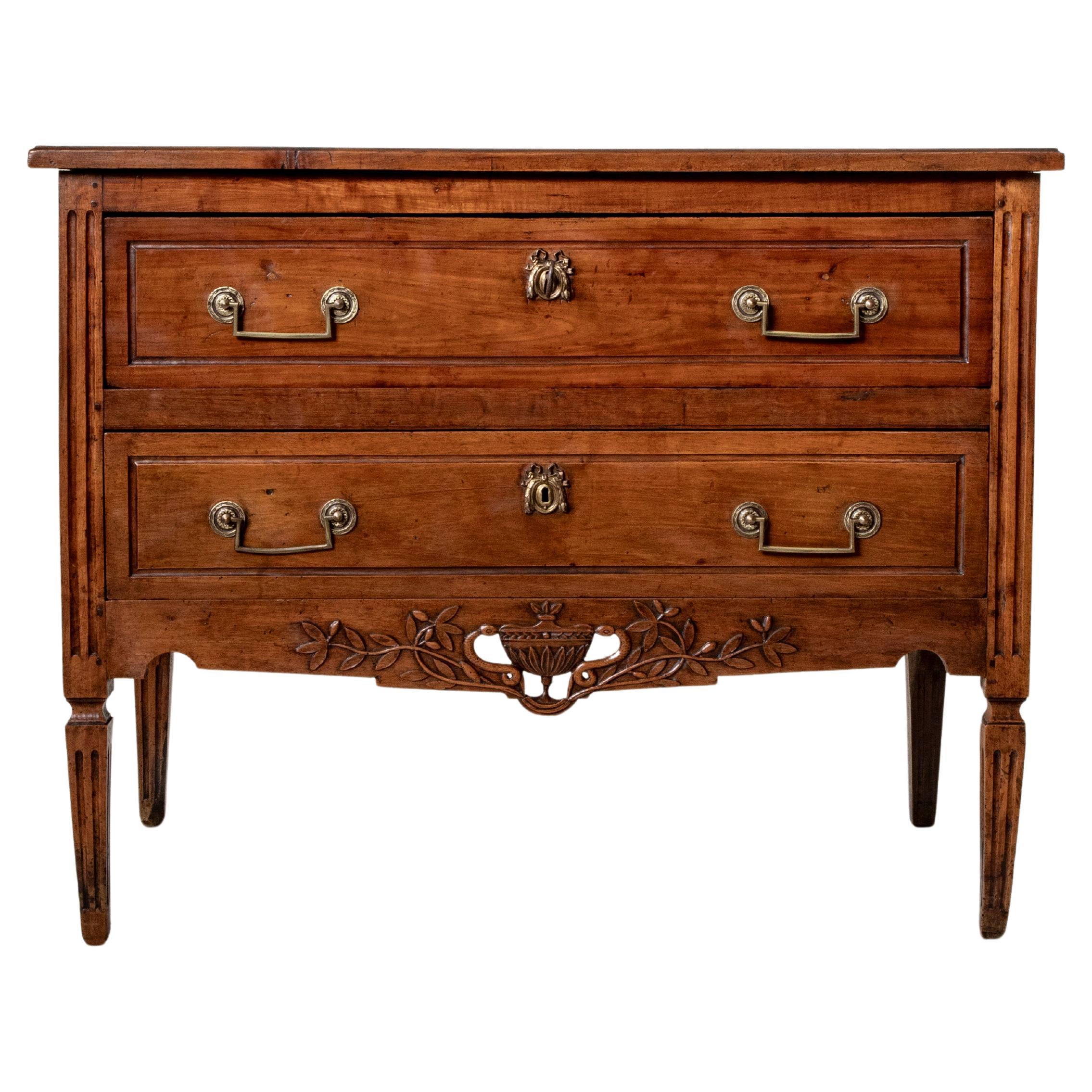 Late 18th Century French Louis XVI Period Walnut Commode or Chest of Drawers