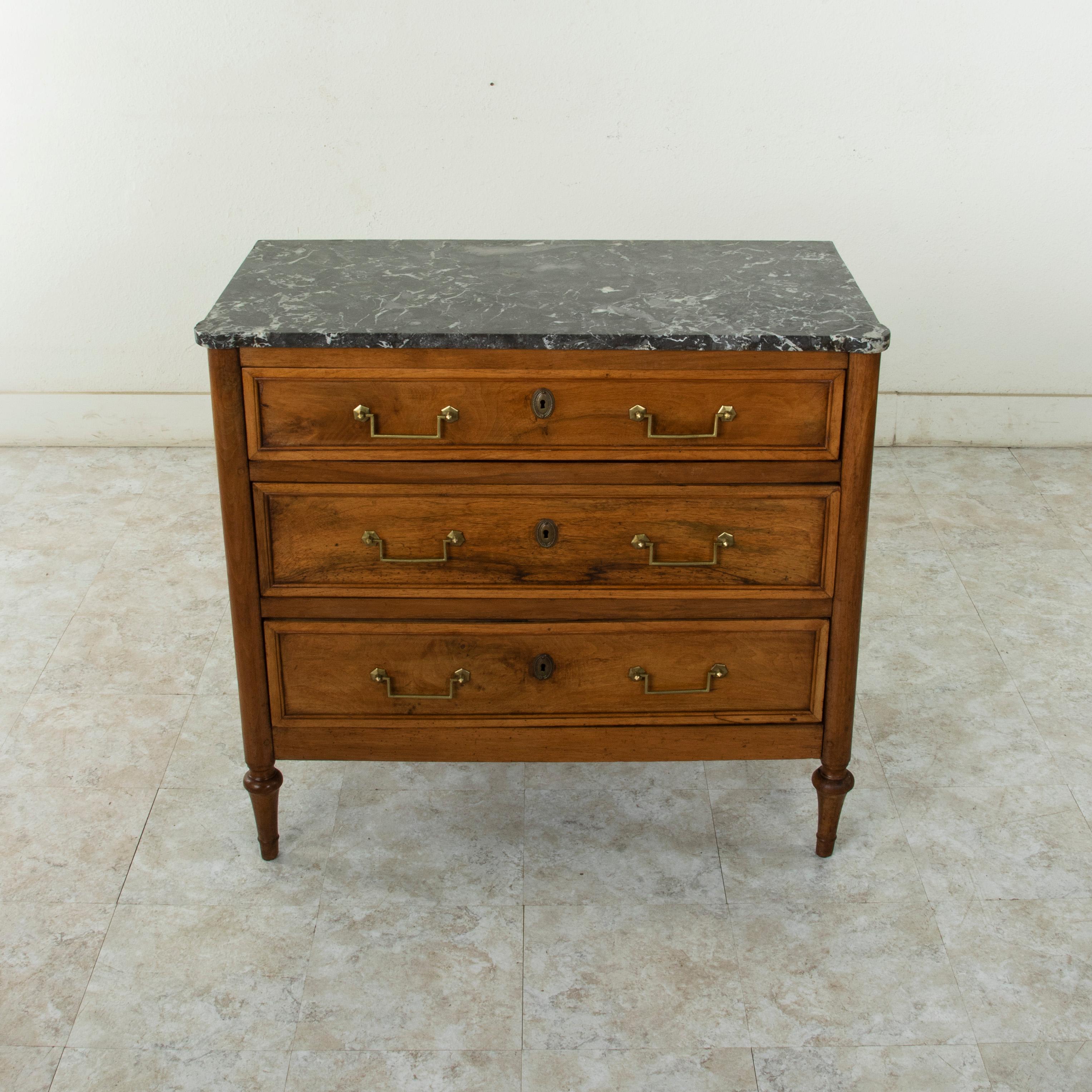 Late 18th Century French Louis XVI Period Walnut Commode or Chest with Marble In Good Condition In Fayetteville, AR
