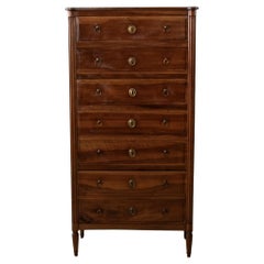 Late 18th Century French Louis XVI Period Walnut Semainier Chest, Bronze Details
