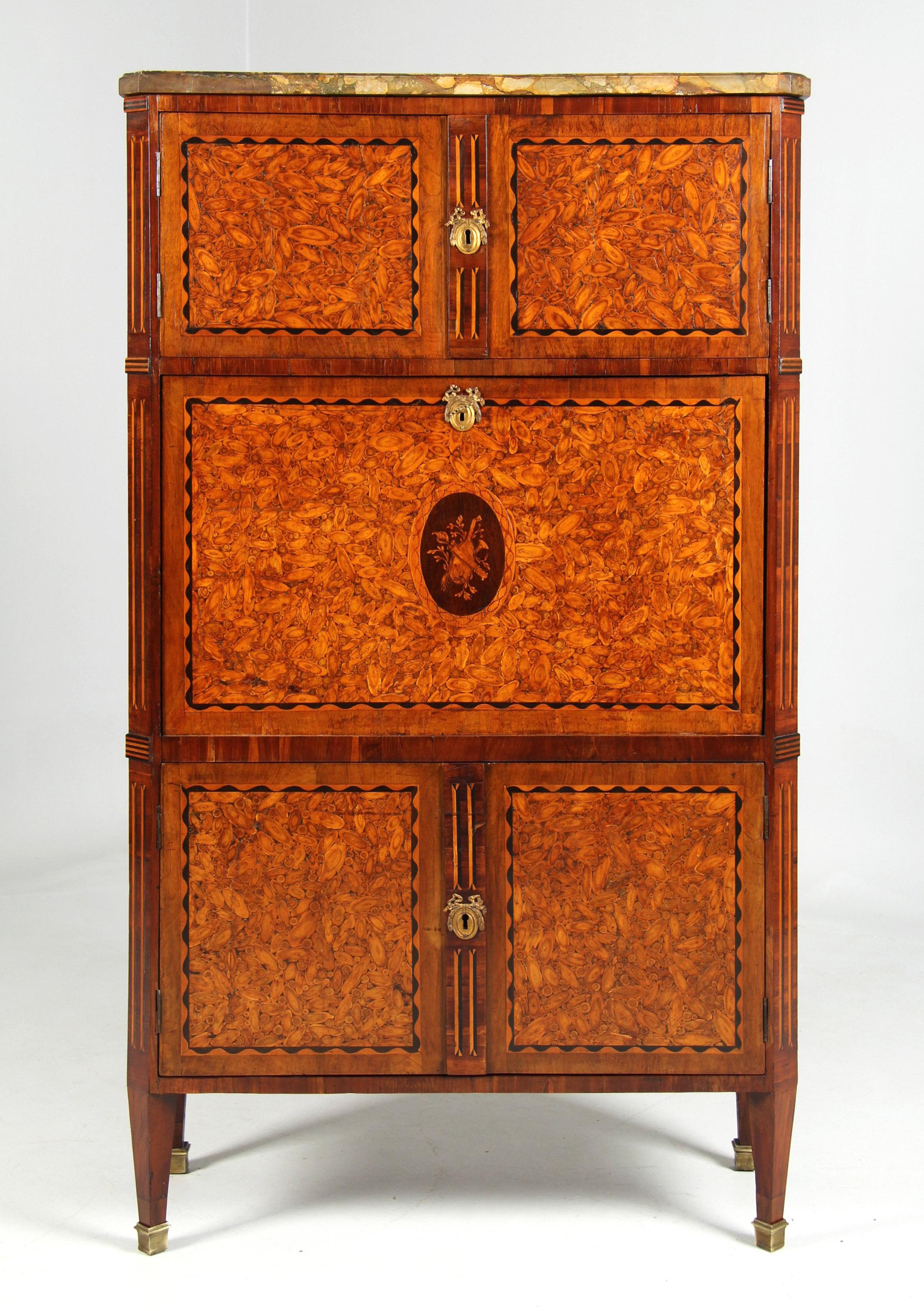 Secrétaire à abattant with oyster veneer

France (Dauphine region)
various precious woods
Late 18th century

Dimensions: H x W x D: 165 cm x 95 cm x 39 cm

Description:
This superb secretaire à abattant (also known as a fall-front secretaire) was
