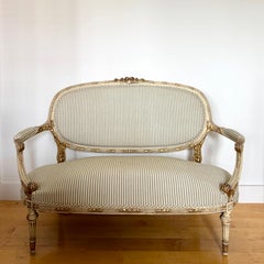 Canapè / Divano imbottito francese Luigi XVI della fine del XVIII secolo