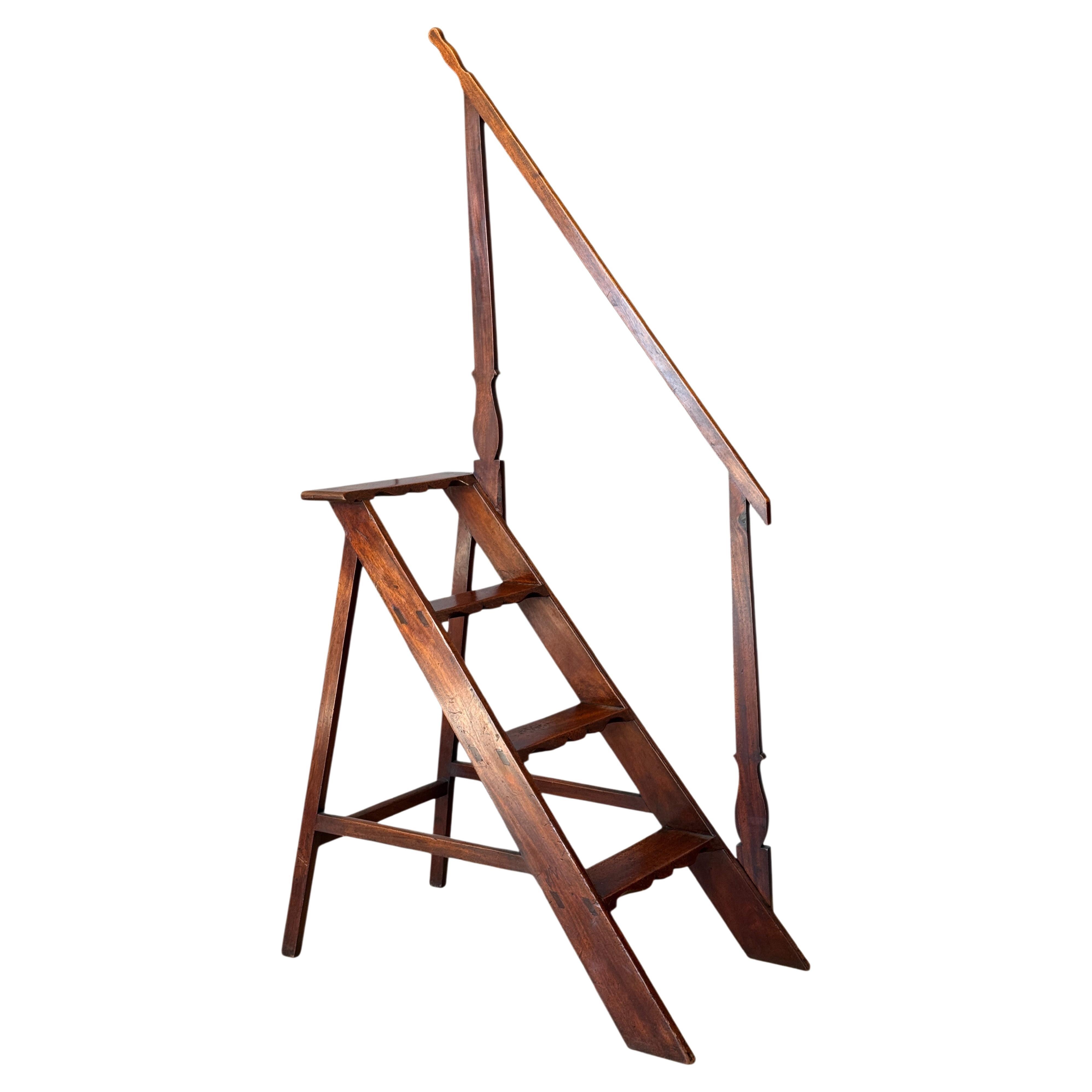 Late 18th Century French Mahogany Library Steps For Sale