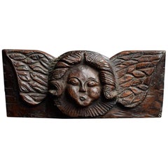 Late 18th Century French Oak Panel of an Angel