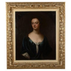 Olio su tela francese della fine del XVIII secolo Ritratto di signora