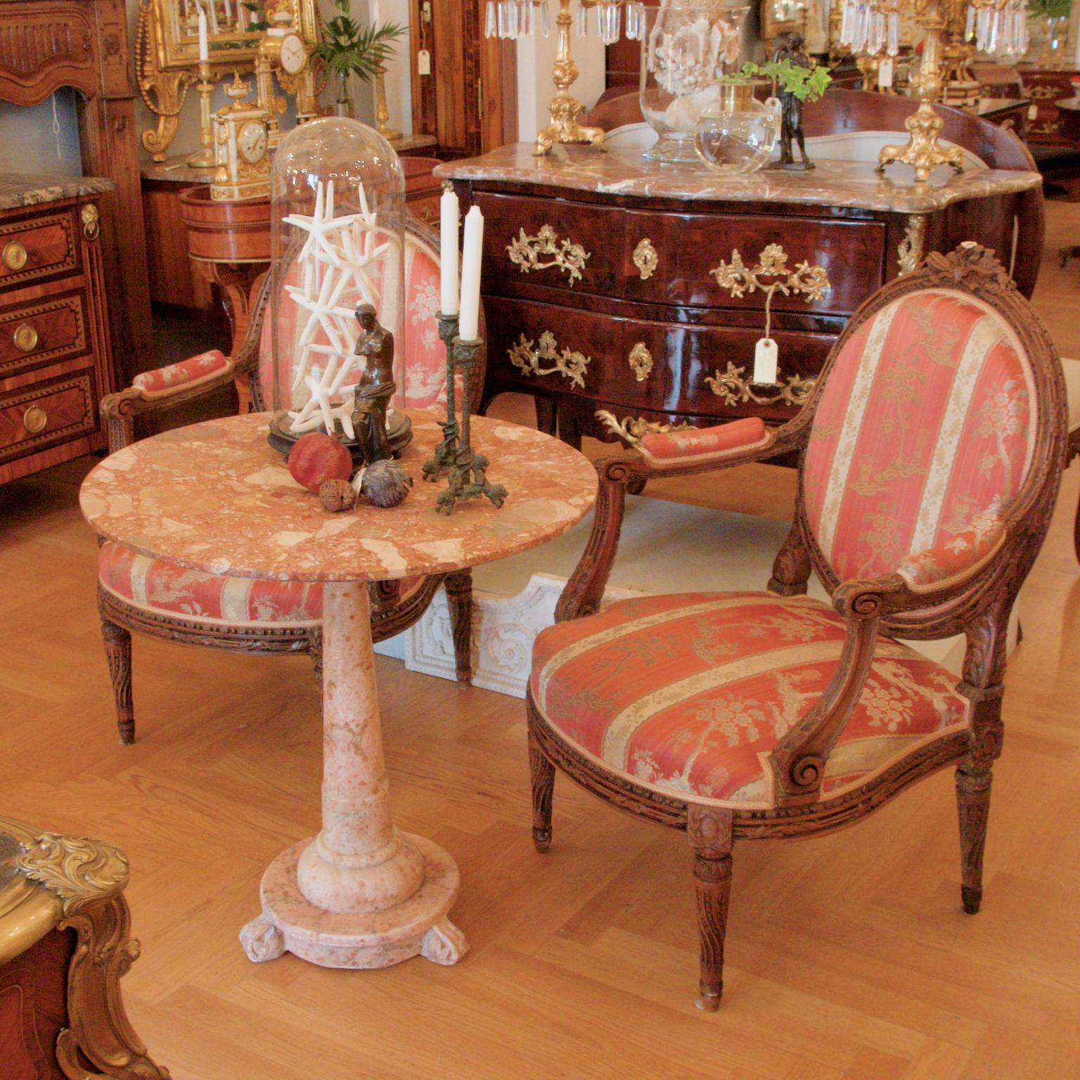 Late 18th Century French or Italian Louis XVI Red Marble Center or Garden Table 4