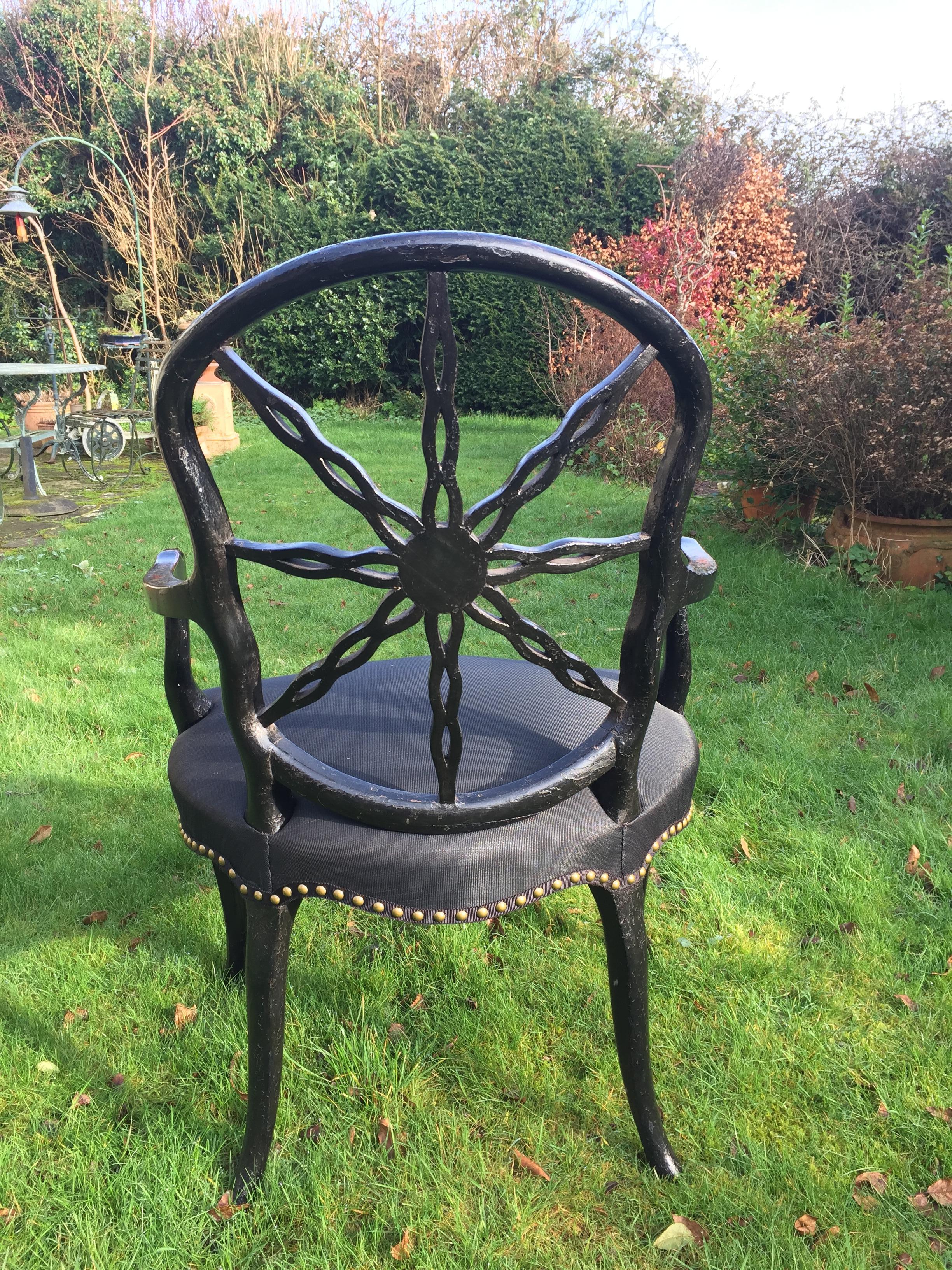Late 18th Century French Painted Open Armchair in the Hepplewhite Manner For Sale 2
