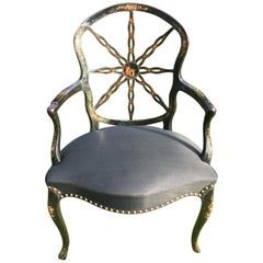 Late 18th Century French Painted Open Armchair in the Hepplewhite Manner