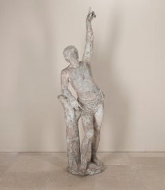 Late 18th Century French Painted Terracotta Figure of Ganymede - Restored