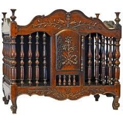 Late 18th Century French Provincial Carved and Turned Walnut Panetiere