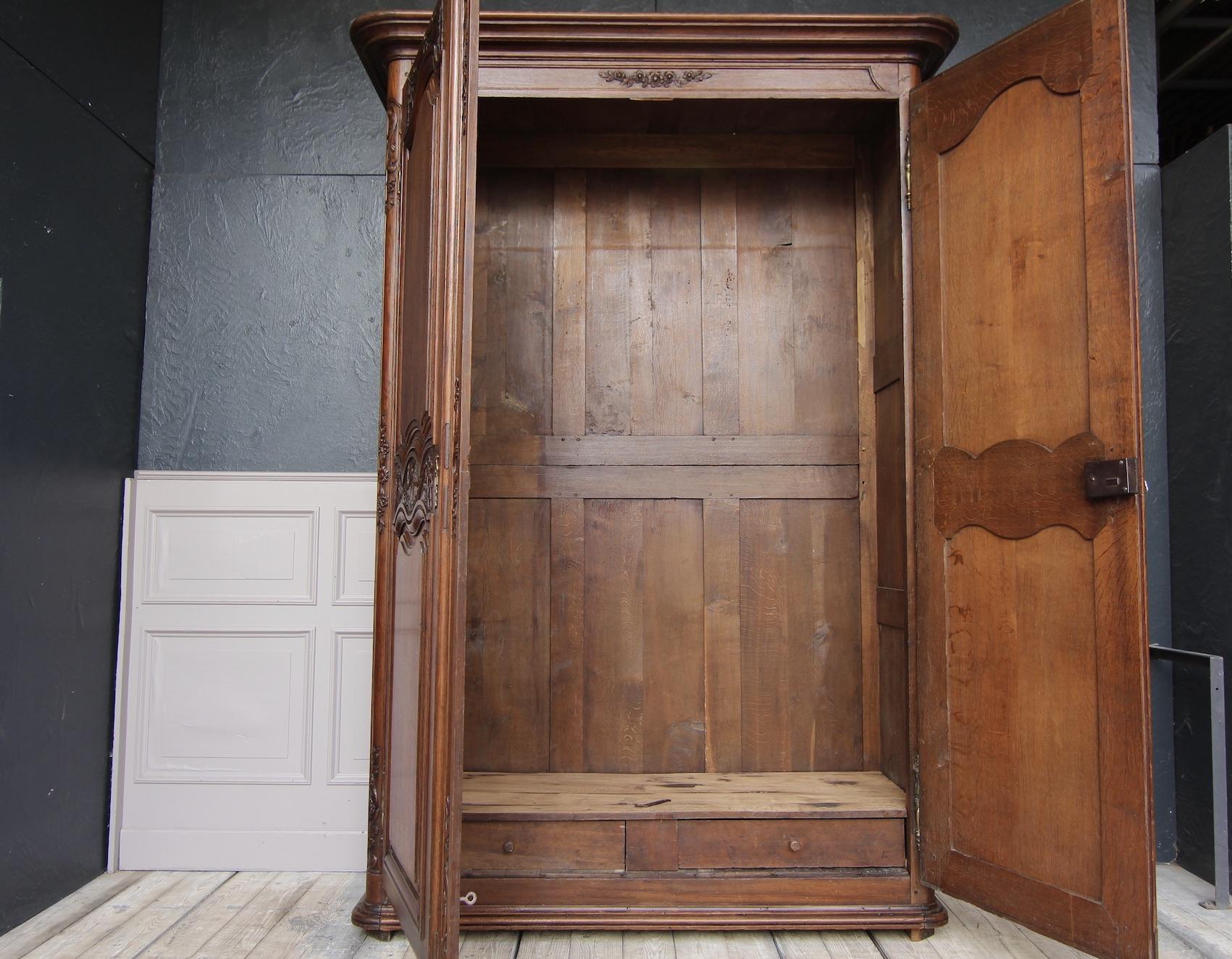 Brass Late 18th Century French Provincial Louis XVI Cabinet or Armoire made of Oak For Sale