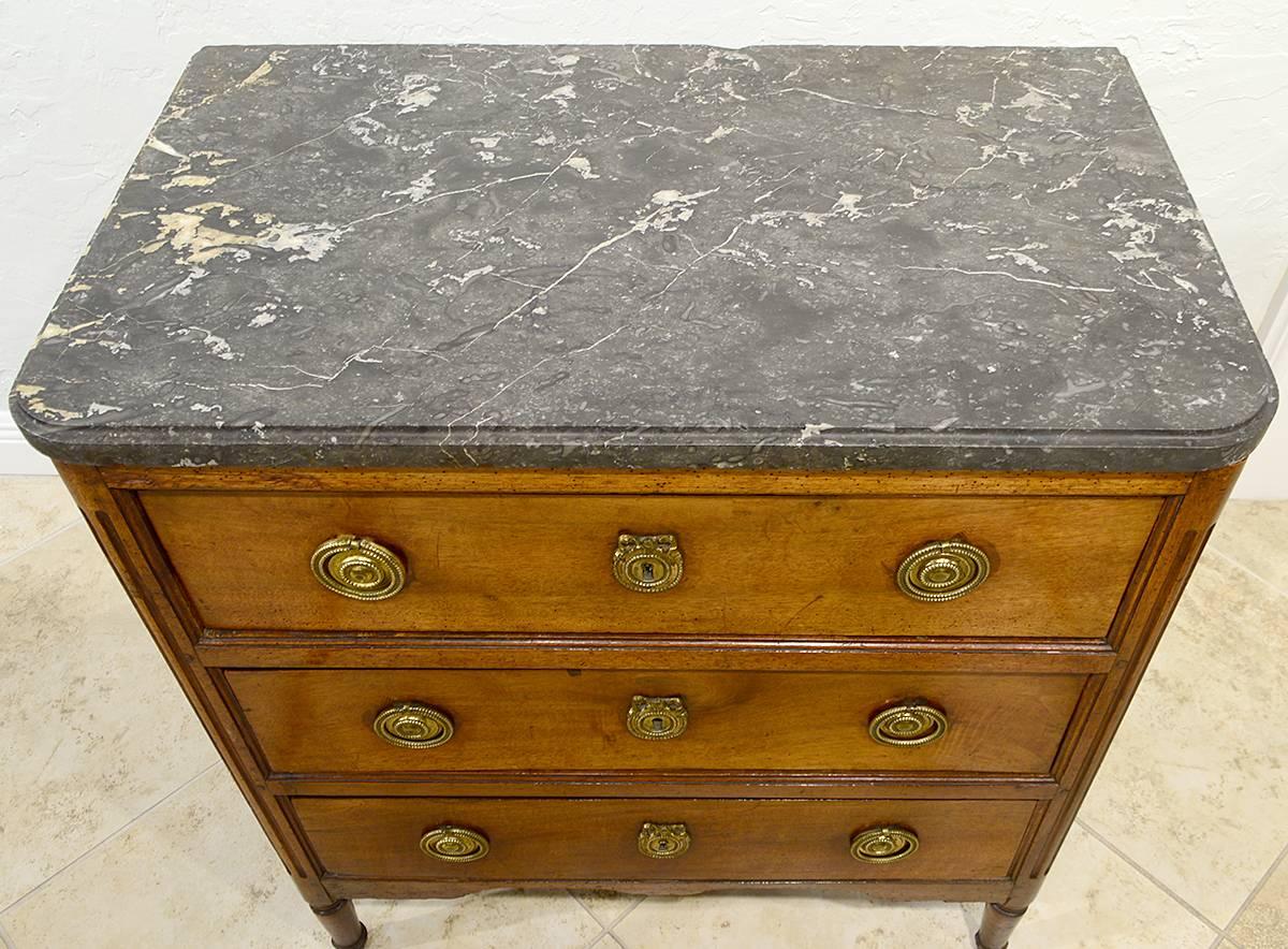 Late 18th Century French Provincial Louis XVI Three-Drawer Marble-Top Commode 2