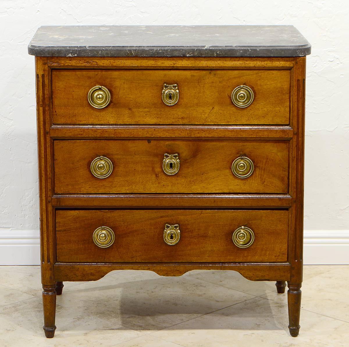 Late 18th Century French Provincial Louis XVI Three-Drawer Marble-Top Commode 3