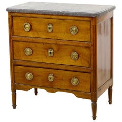 Late 18th Century French Provincial Louis XVI Three-Drawer Marble-Top Commode Late 18th Century French Provincial Louis XVI Three-Drawer Marble-Top Commode
