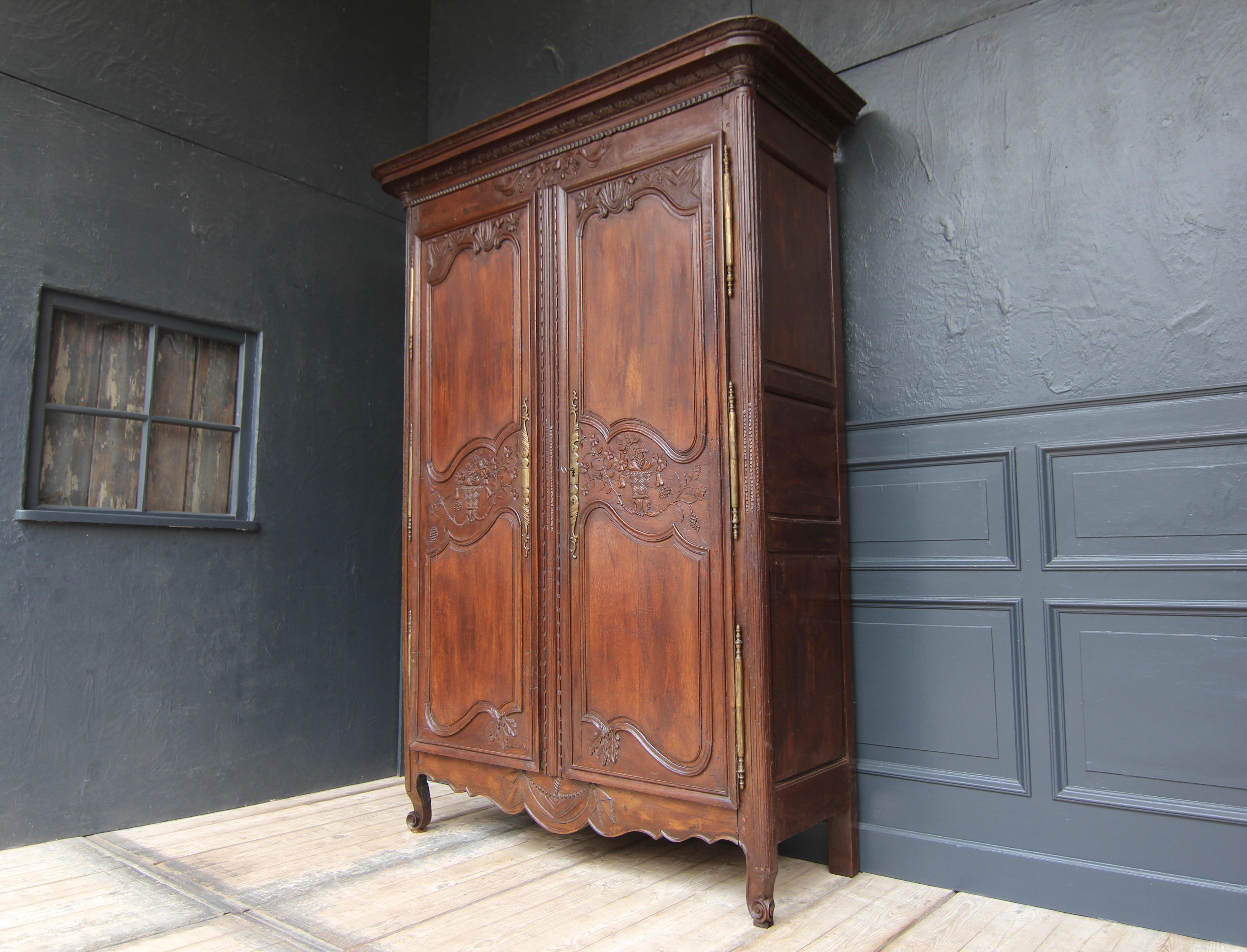 Oak Late 18th Century French Provincial Marriage Armoire or Cabinet