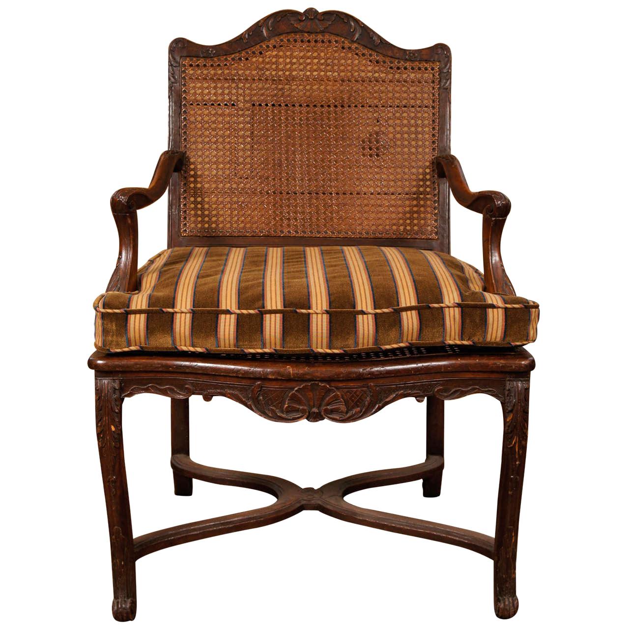 Late 18th Century French Regence Carved Chair For Sale