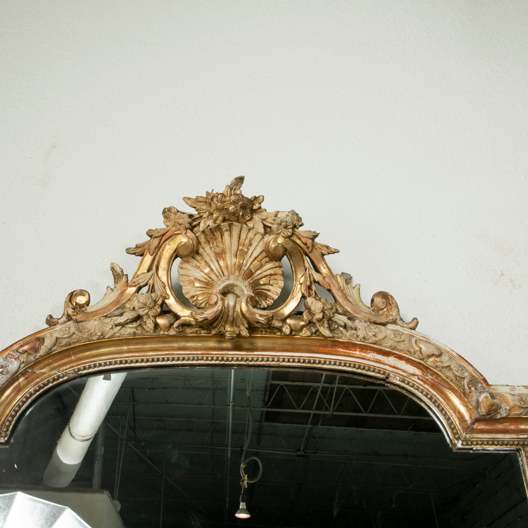 Late 18th Century French Regency Style Painted Gilt Wood Mantel Mirror 2