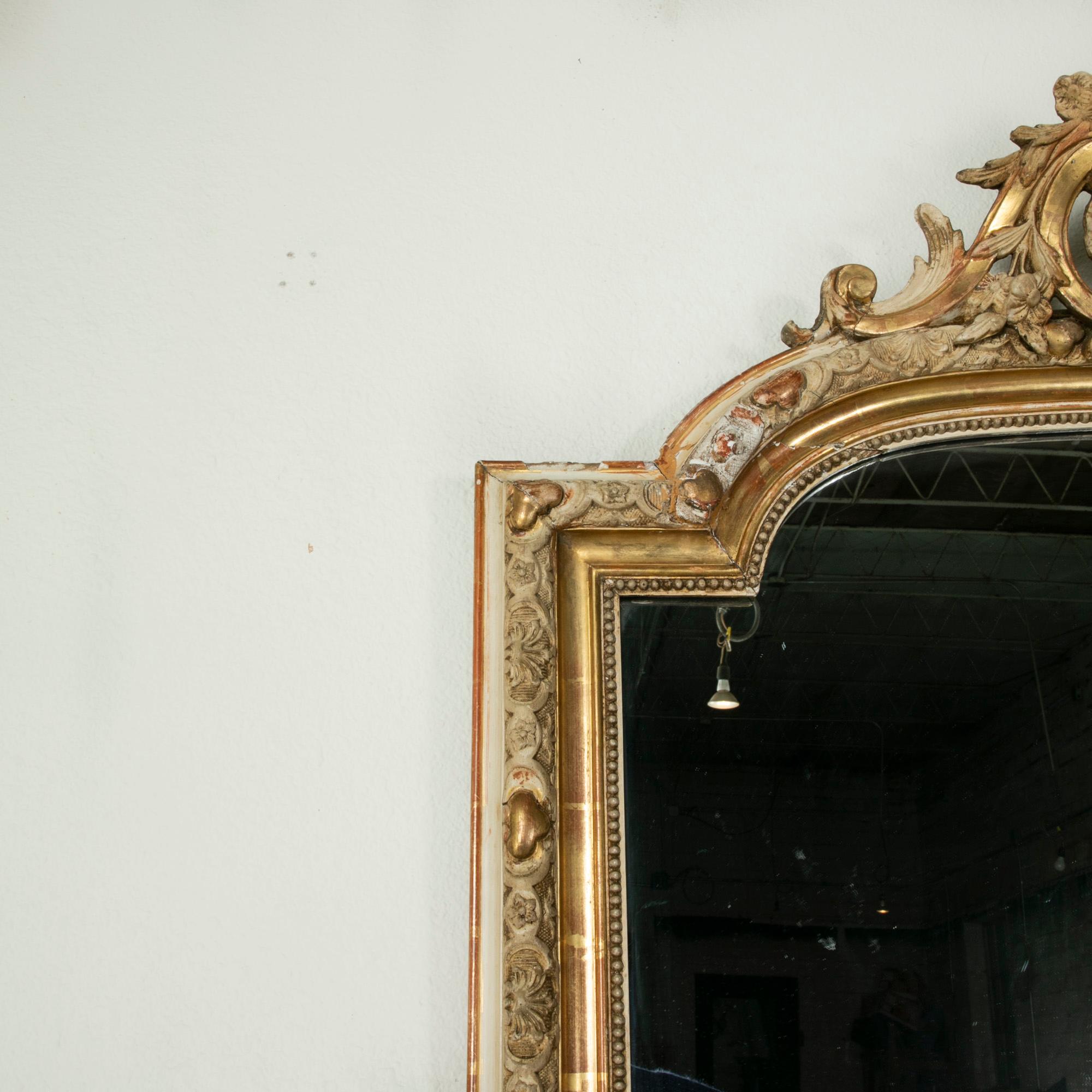 Late 18th Century French Regency Style Painted Gilt Wood Mantel Mirror 3