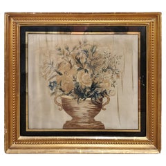 Antique Late 18th Century French Silk Needlepoint Picture in Original Gilt Frame
