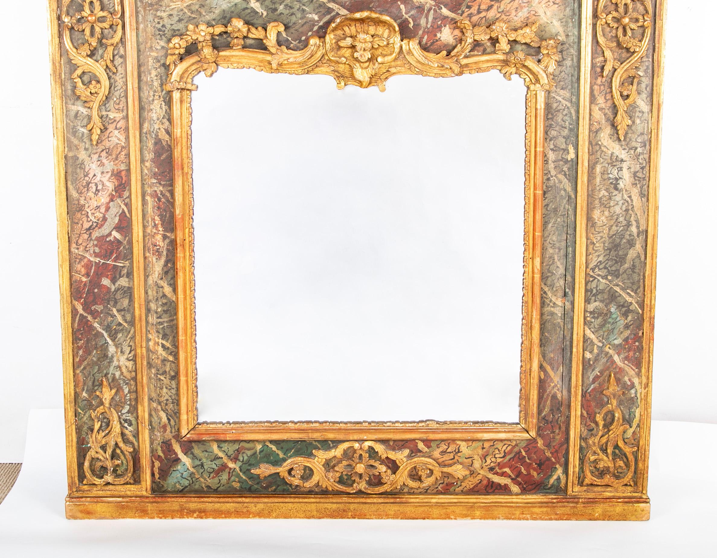 Français Miroir Trumeau français de la fin du XVIIIe siècle avec peinture romantique en vente