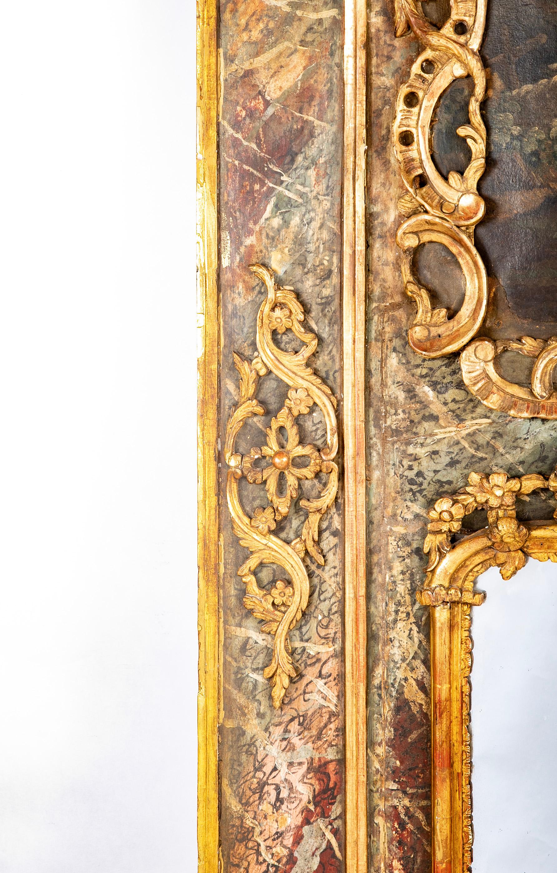 Miroir Trumeau français de la fin du XVIIIe siècle avec peinture romantique en vente 2