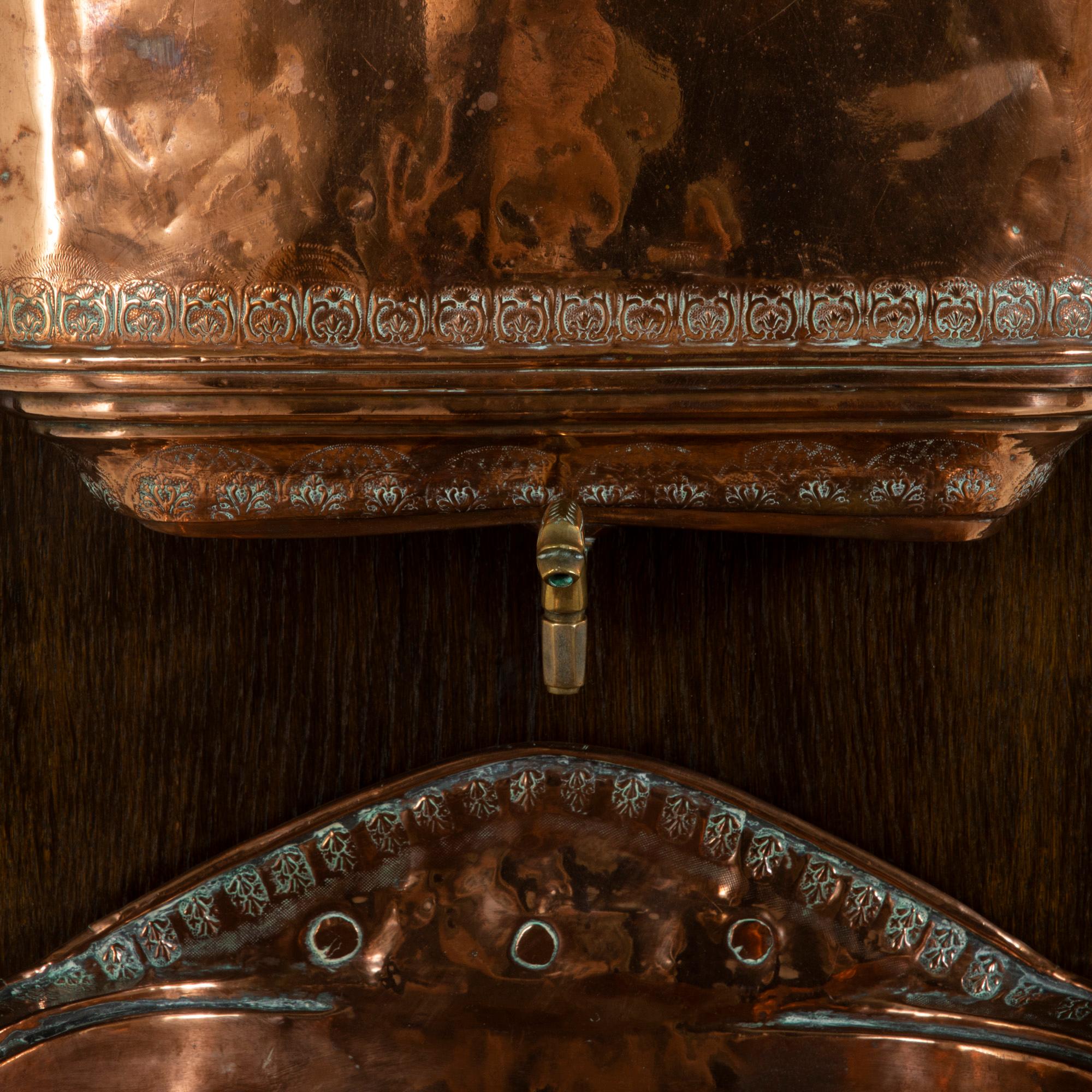 Late 18th Century French Wall Mounted Fountain or Lavabo on Oak Backer 2