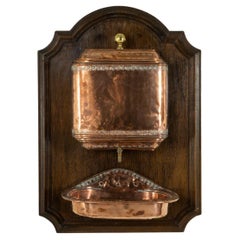 Late 18th Century French Wall Mounted Fountain or Lavabo on Oak Backer