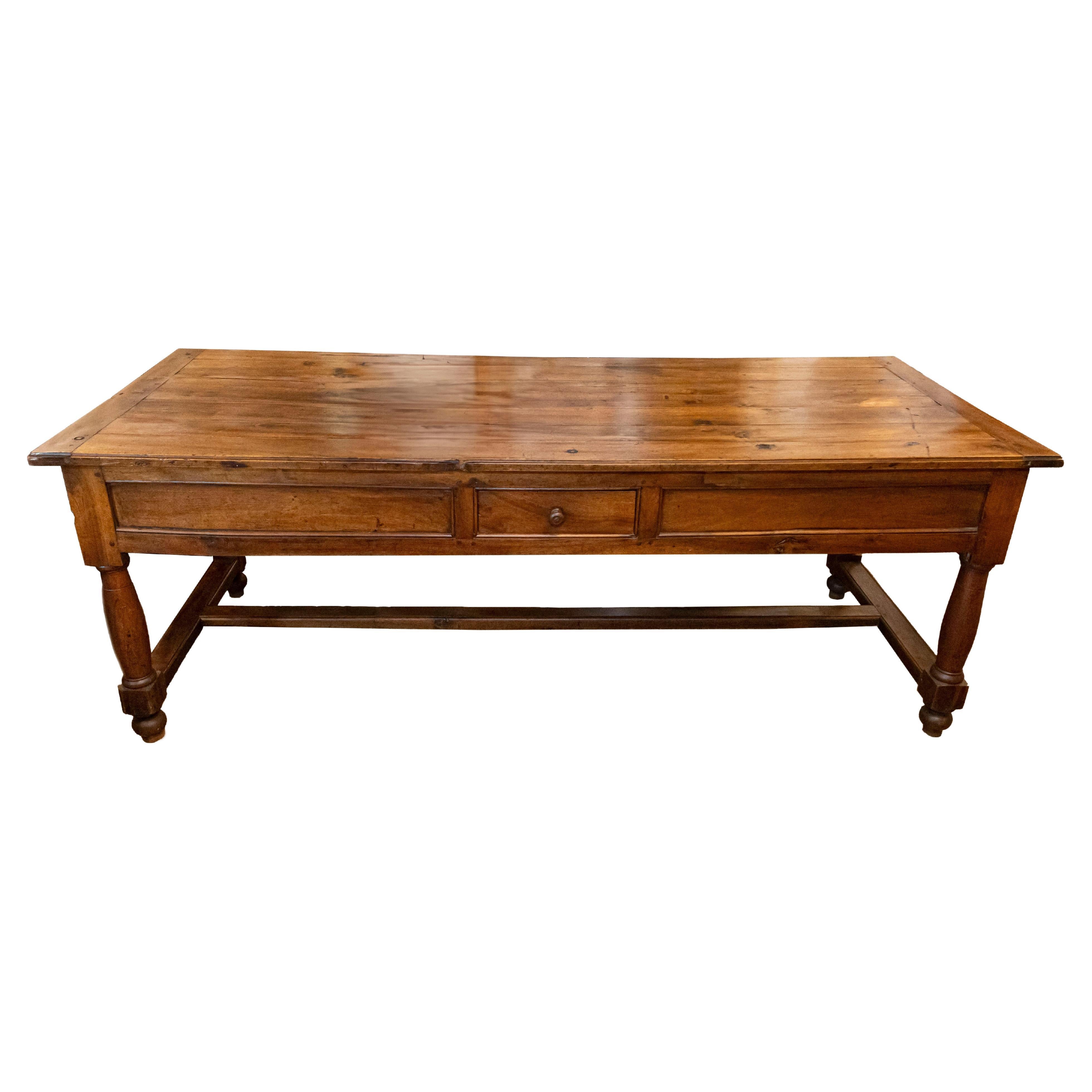 Late 18th Century French Walnut and Acacia Wood Sofa Table with Turned Legs