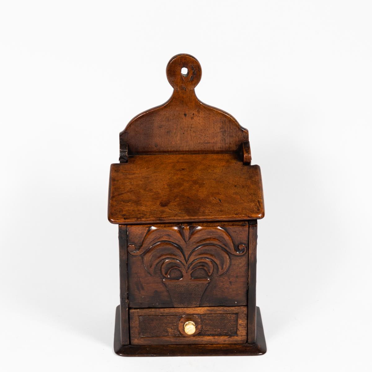 Hand-Carved Late 18th Century Fruitwood Spice Box from England For Sale