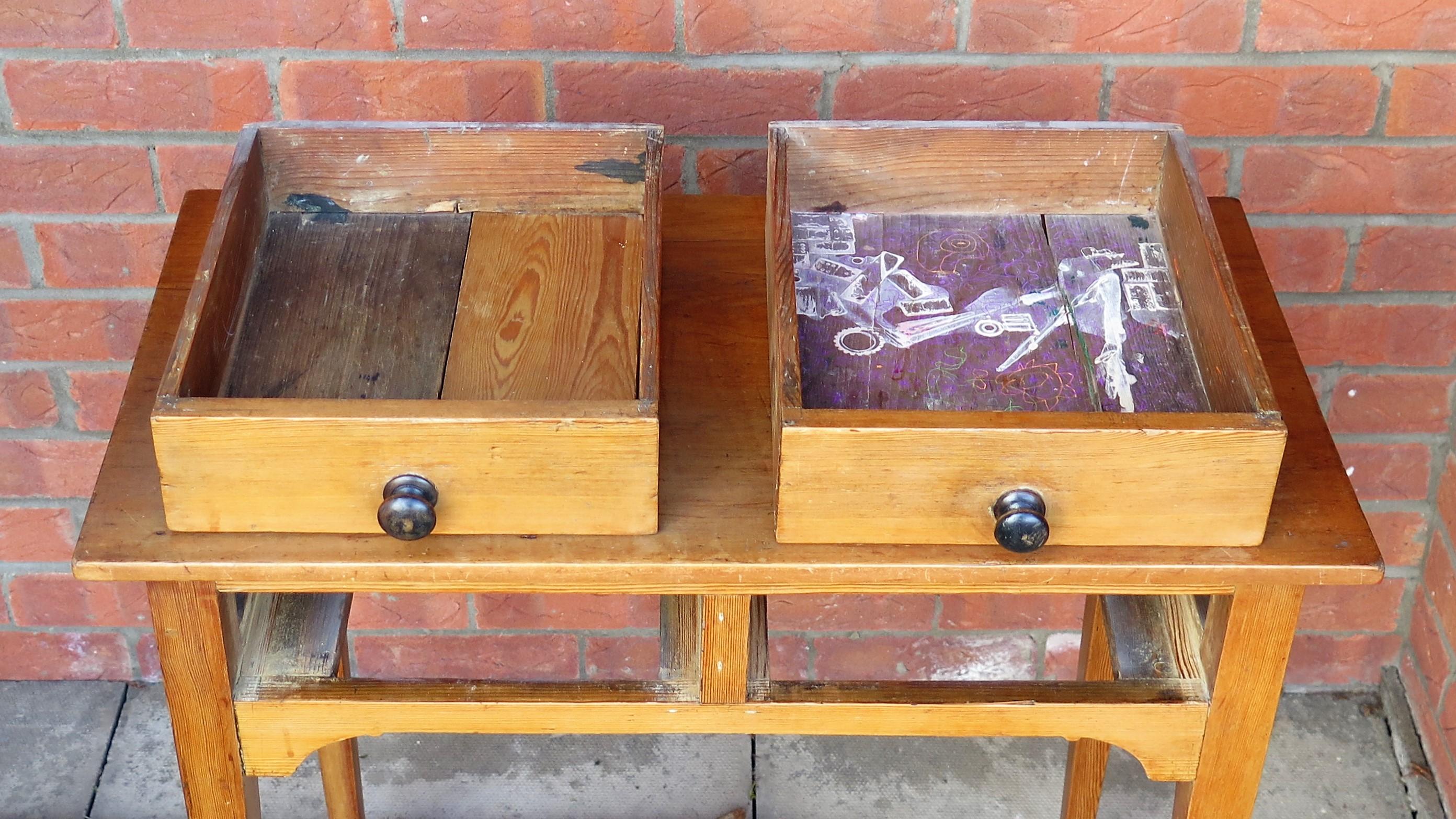 Late 18th Century George III Solid Pine Side Table 2 Drawers, circa 1790 For Sale 9