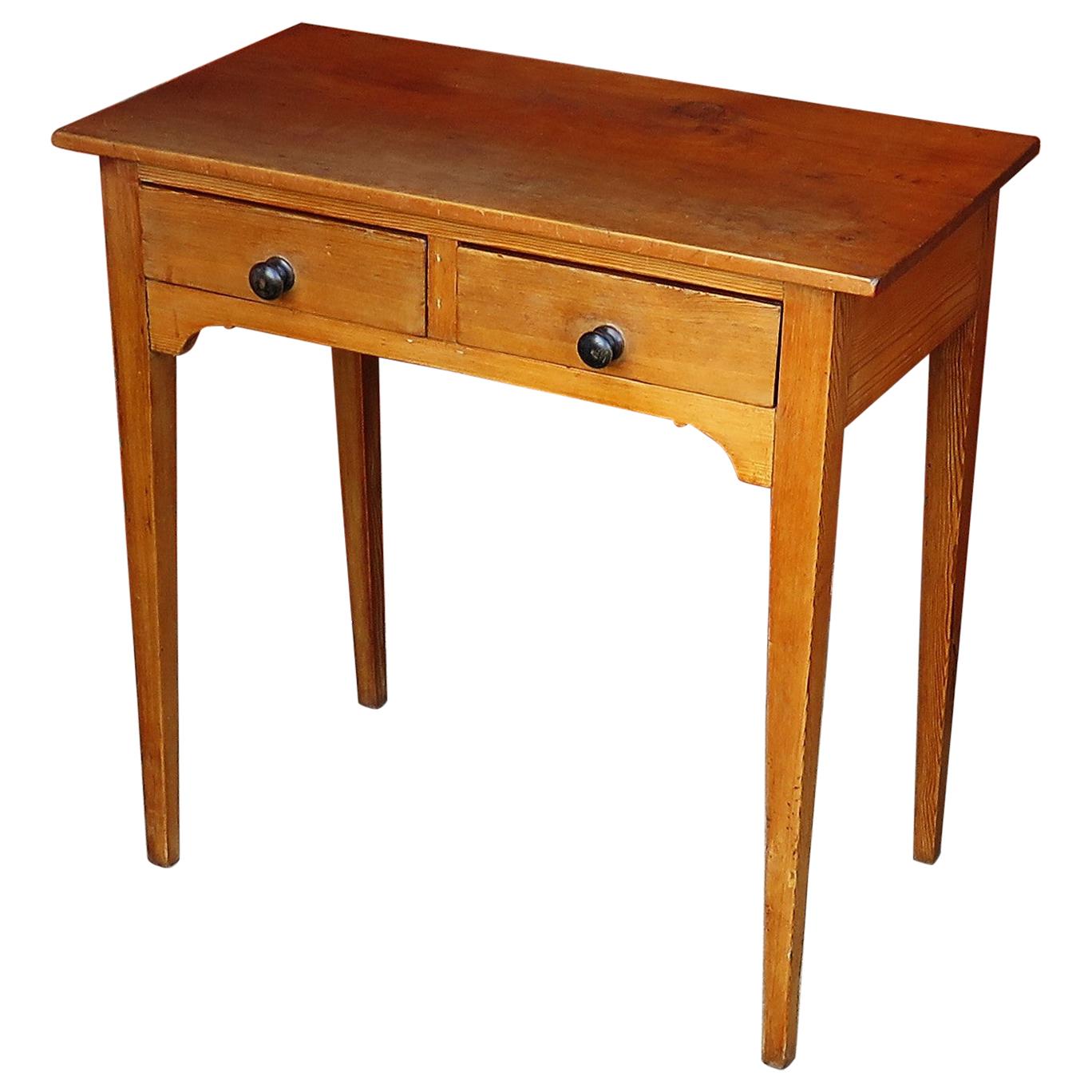 Late 18th Century George III Solid Pine Side Table 2 Drawers, circa 1790 For Sale