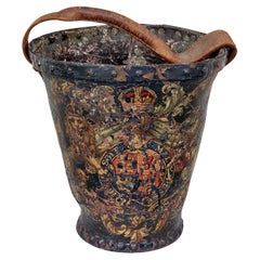 Late 18th century George III leather hand painted fire bucket