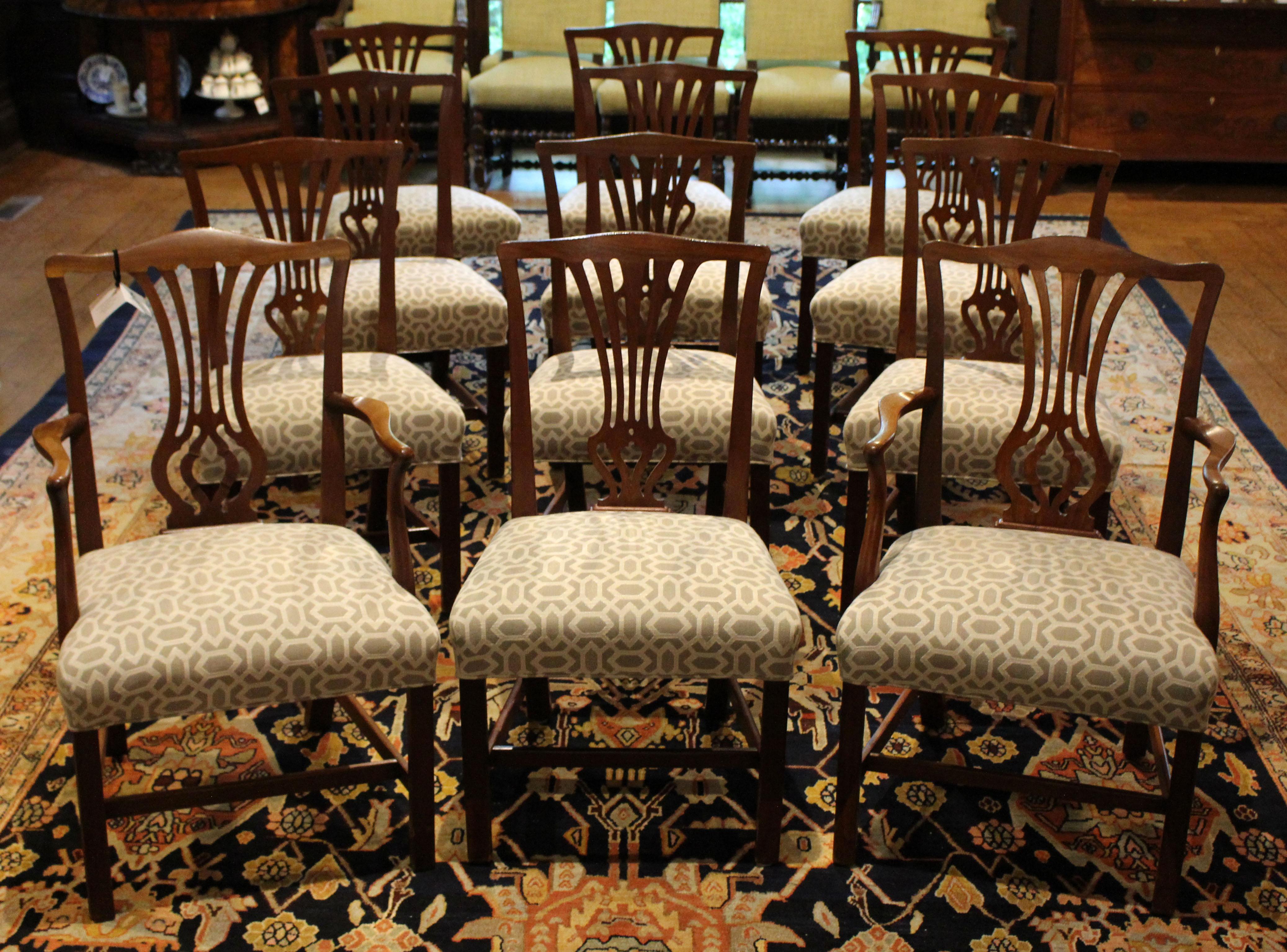 English Late 18th Century George III Mahogany Dining Chairs, Set of 12
