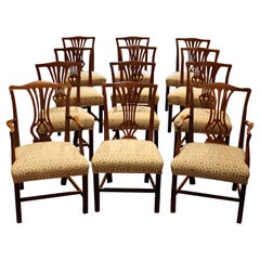 Antique Late 18th Century George III Mahogany Dining Chairs, Set of 12
