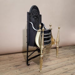 Late 18th Century Georgian Brass, Steel and Cast Iron Fire Basket, c.1800