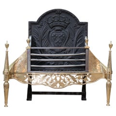 Late 18th Century Georgian Brass, Steel and Cast Iron Fire Basket, c.1800