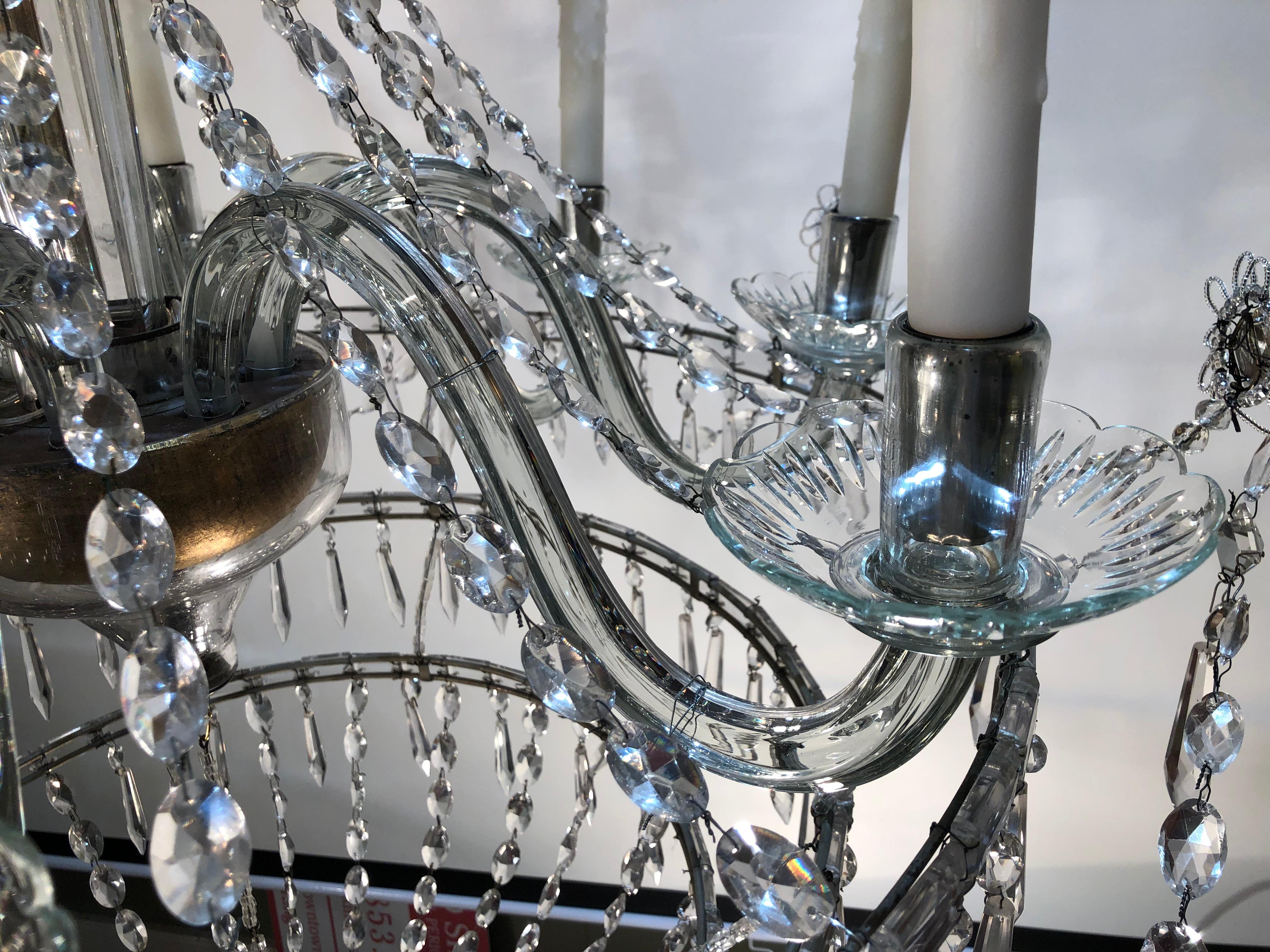 English Late 18th Century Georgian Crystal 8-Arm Chandelier