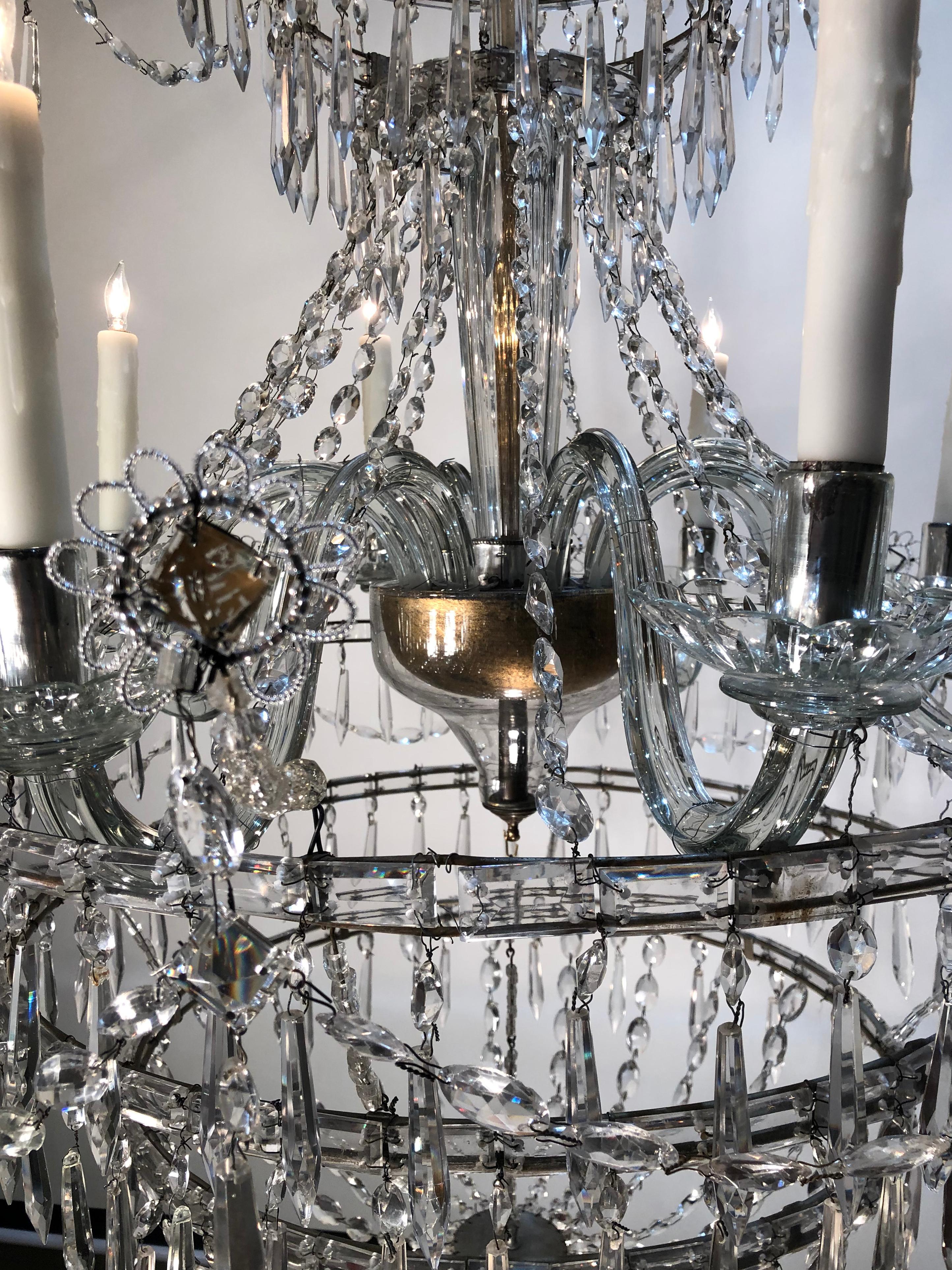 Forged Late 18th Century Georgian Crystal 8-Arm Chandelier