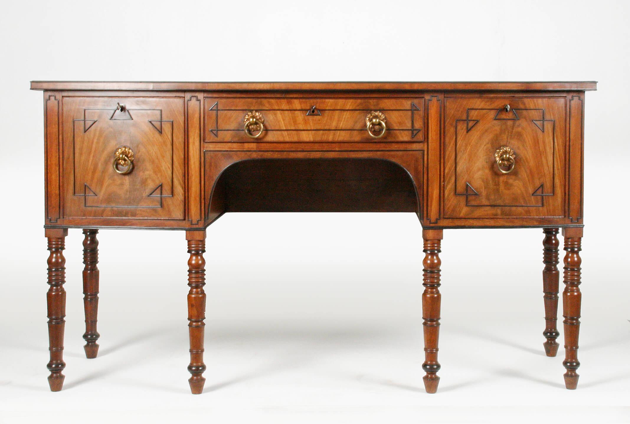 George III Late 18th Century Georgian English Bow Front Sideboard For Sale