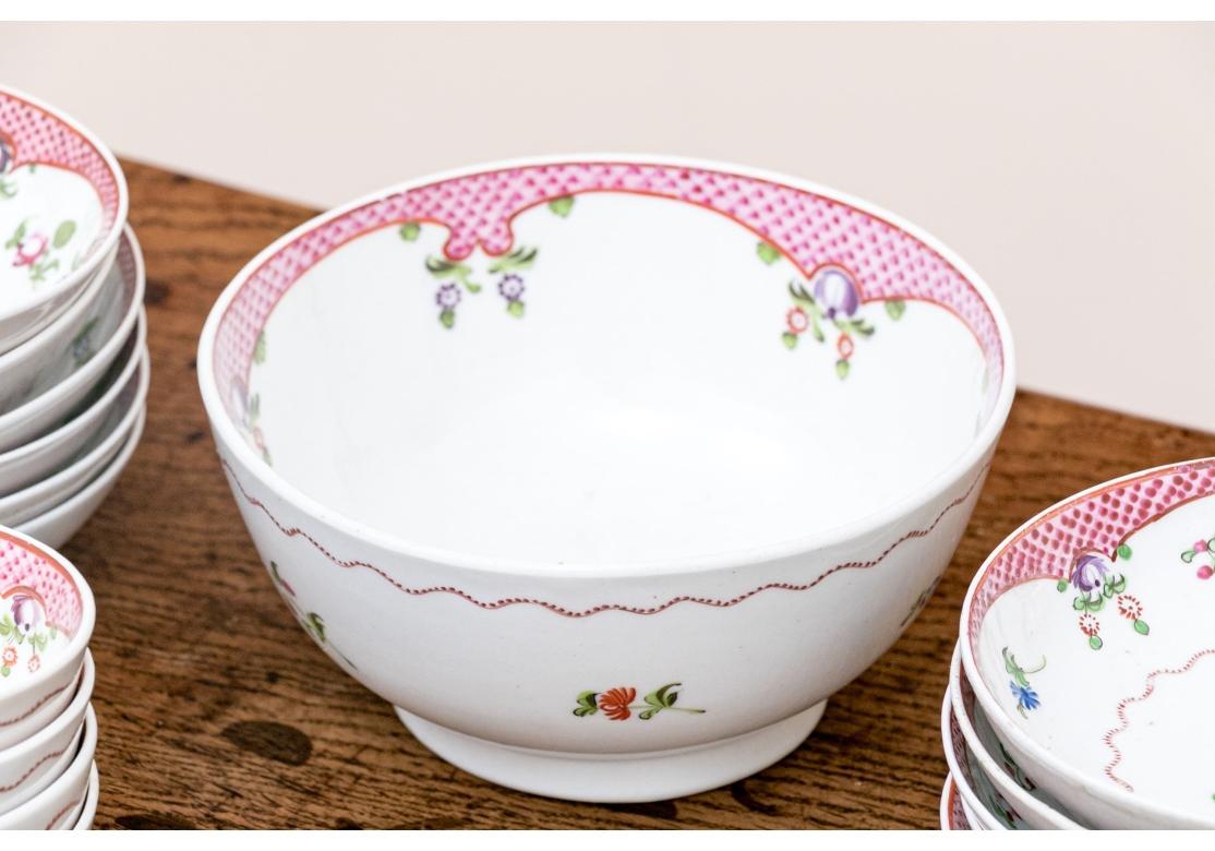 Late 18th Century Georgian English New Hall Partial Porcelain Tea Set For Sale 12