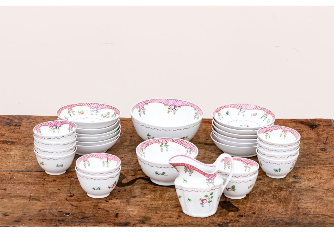 Late 18th Century Georgian English New Hall Partial Porcelain Tea Set For Sale 1