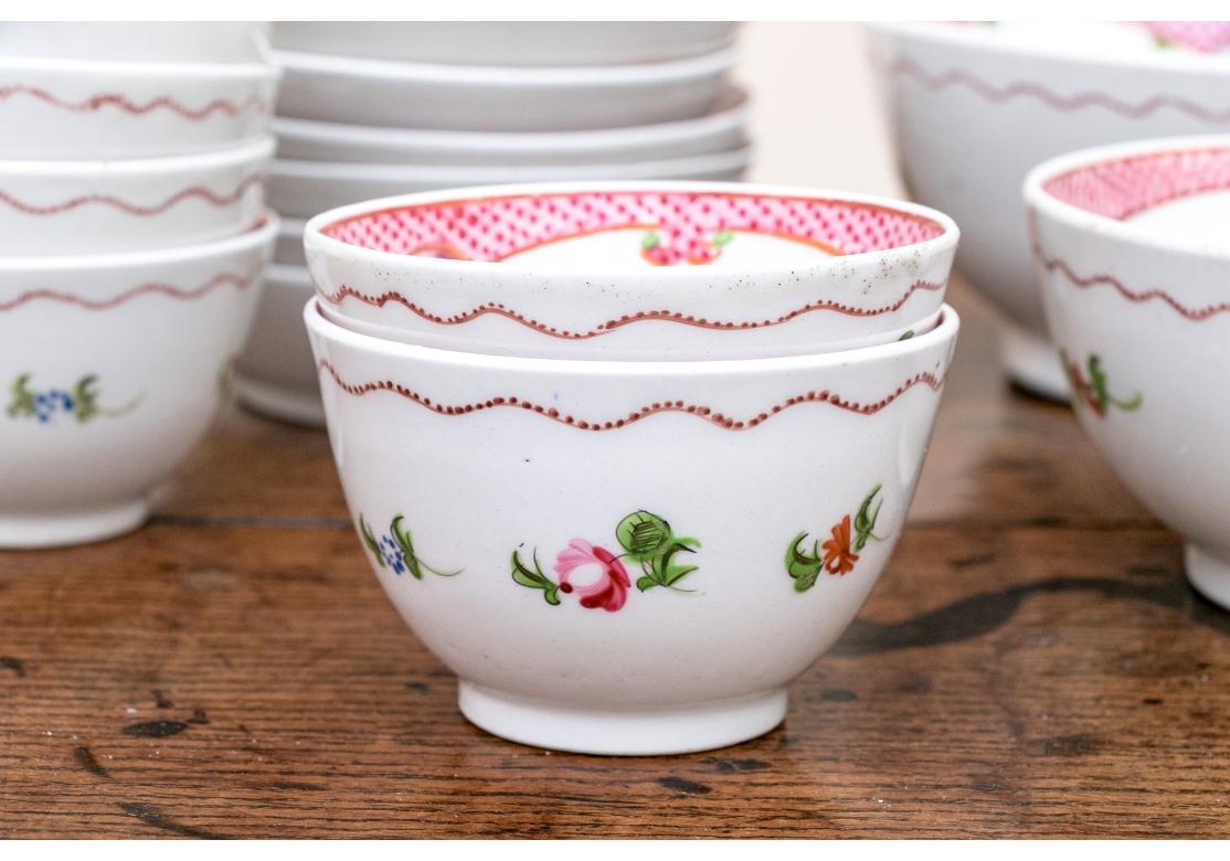 Late 18th Century Georgian English New Hall Partial Porcelain Tea Set For Sale 2