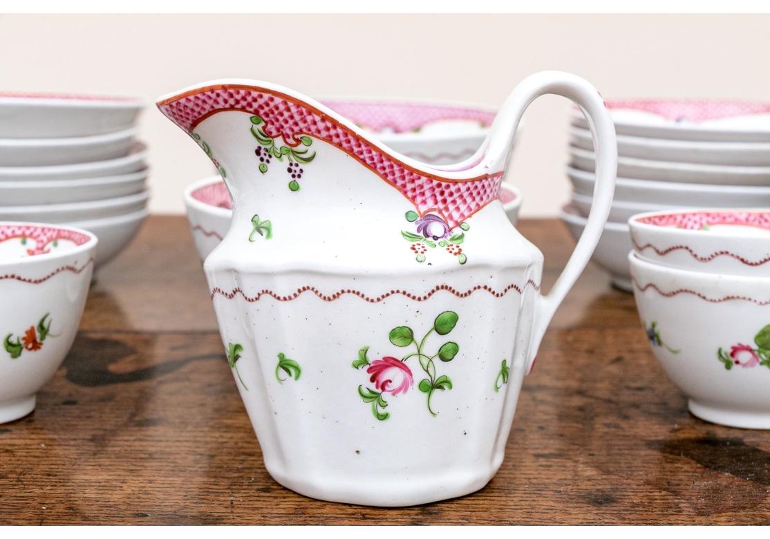Late 18th Century Georgian English New Hall Partial Porcelain Tea Set For Sale 6
